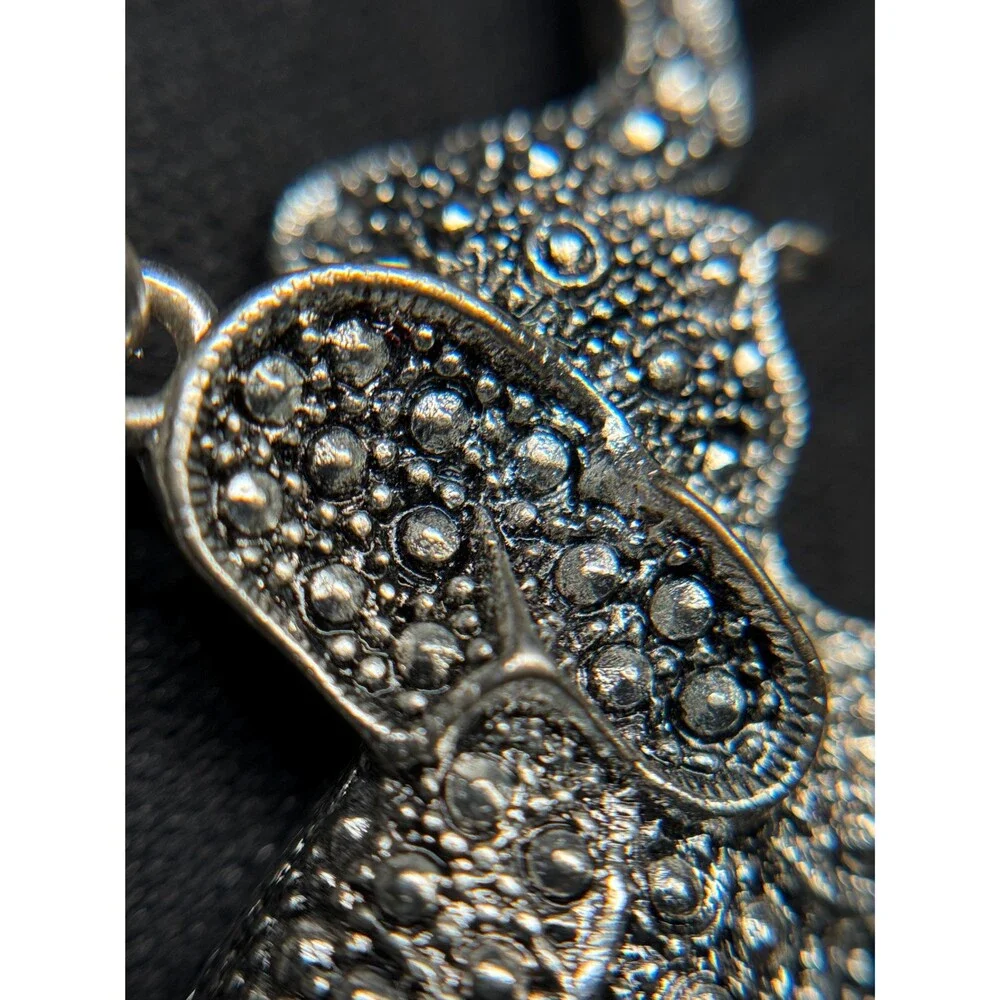 Vintage Silver Tone Elephant Charm Necklace Art Deco Style Marcasite Look